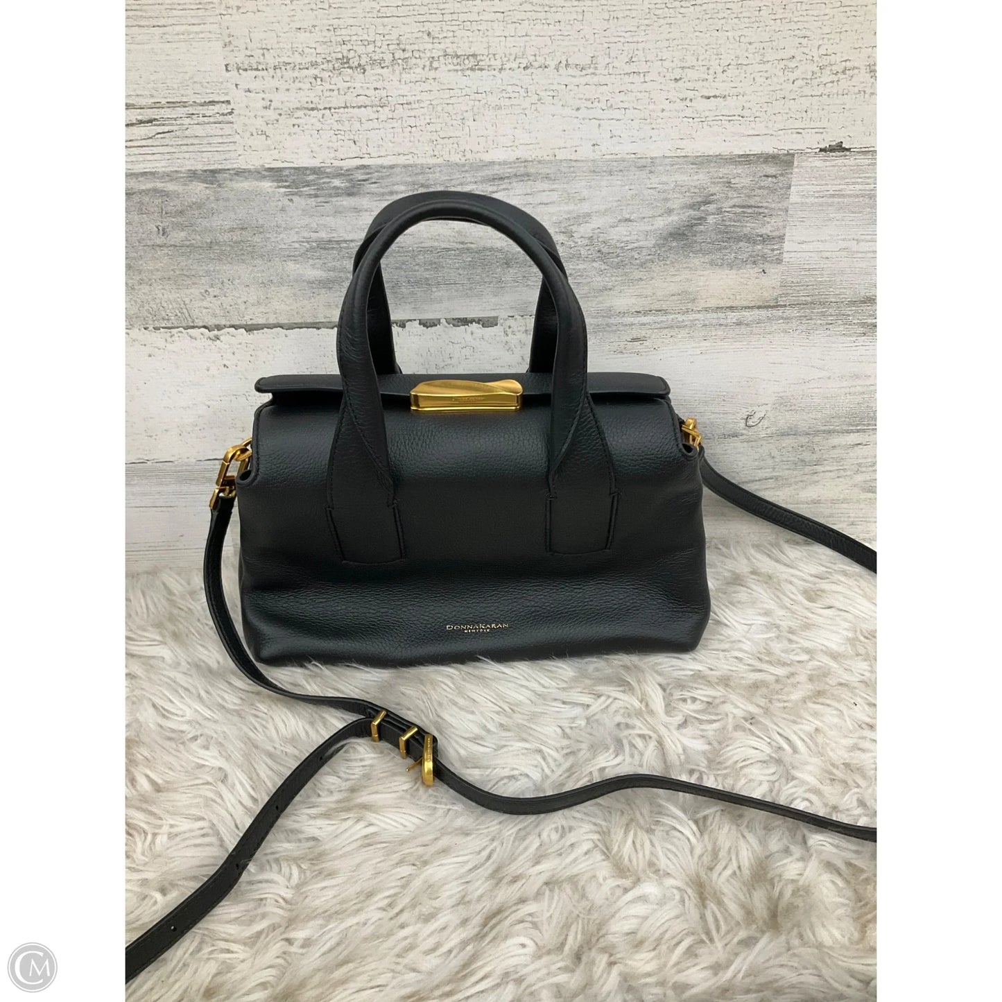 Handbag Leather By Donna Karan, Size: Medium