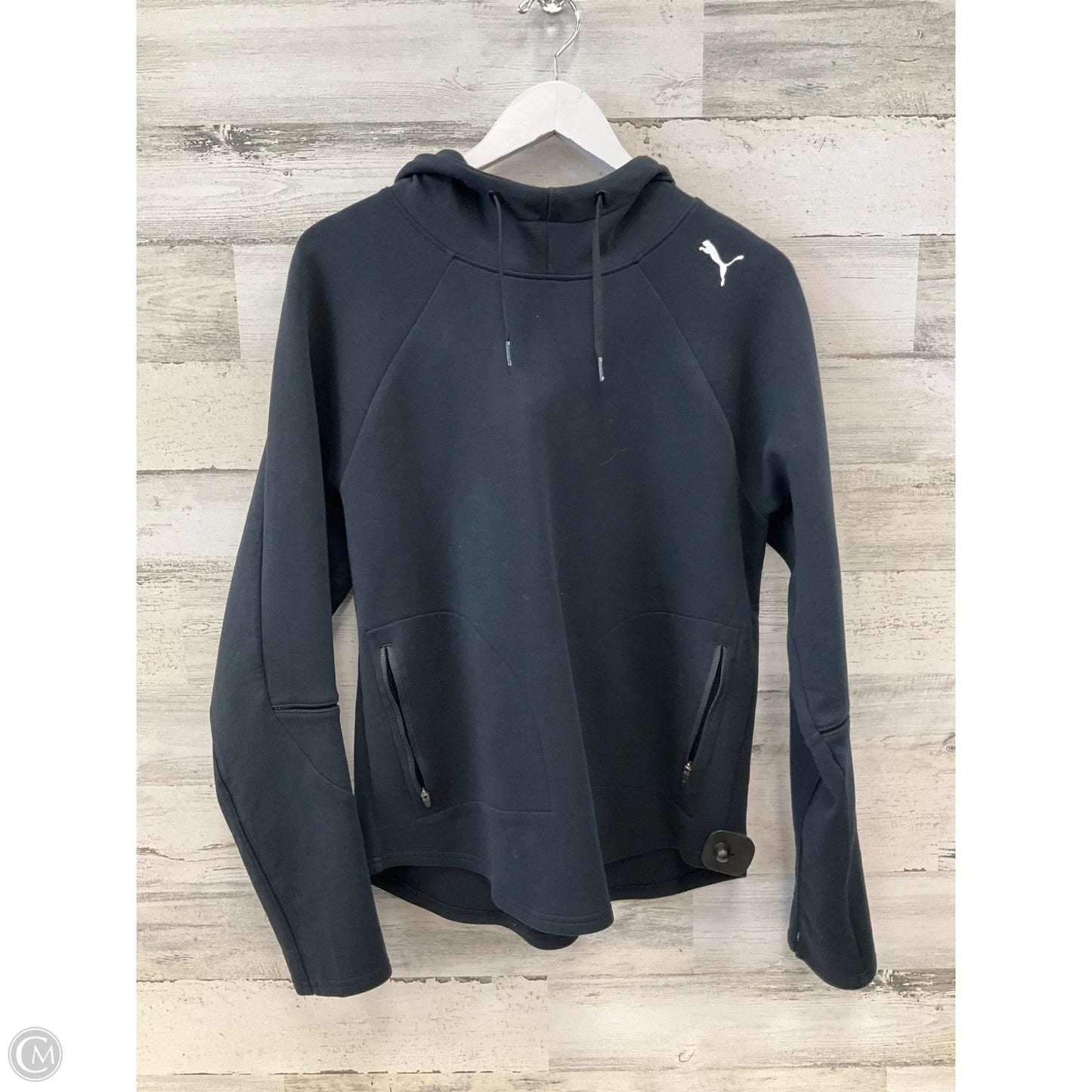 Athletic Sweatshirt Hoodie By Puma In Black, Size: L