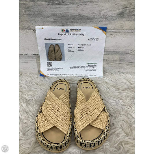 Sandals Luxury Designer By Fendi In Tan, Size: 8