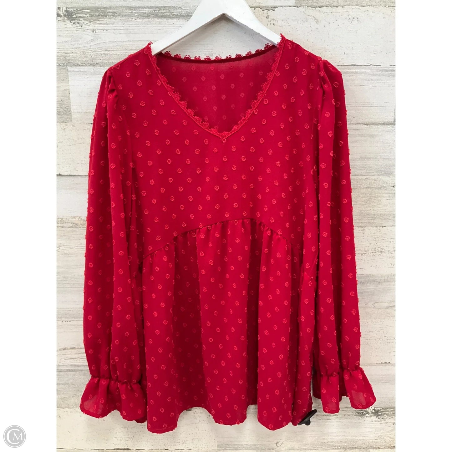 Top Long Sleeve By Shein In Red, Size: Xl