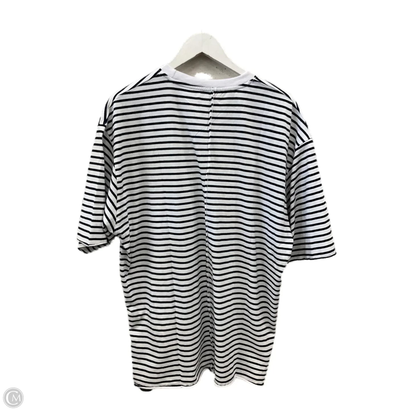 Top Short Sleeve By Mono B In Black & White, Size: L