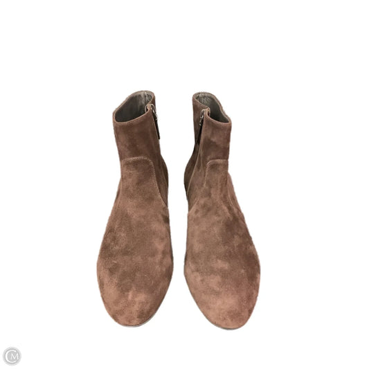 Boots Luxury Designer By Prada In Brown, Size: 9.5