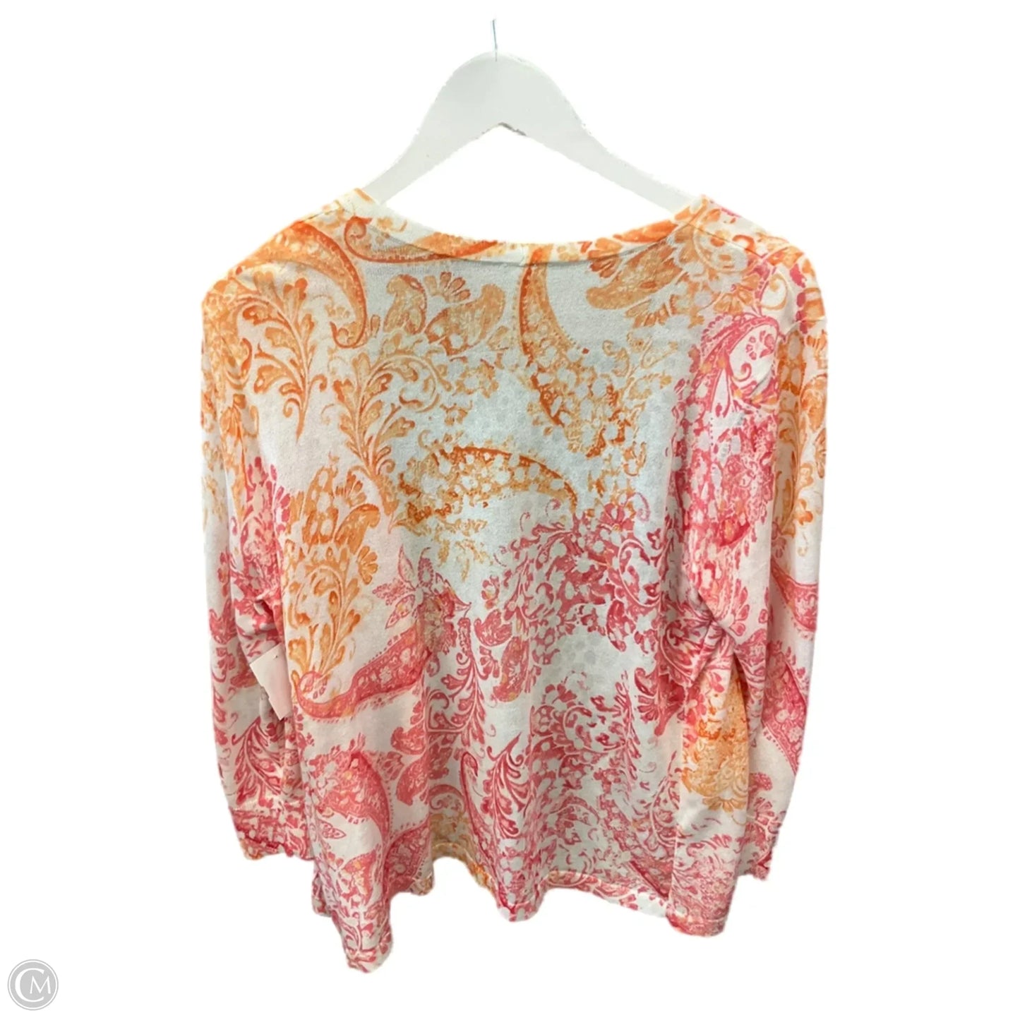 Cardigan By Chicos In Orange & Pink, Size: M