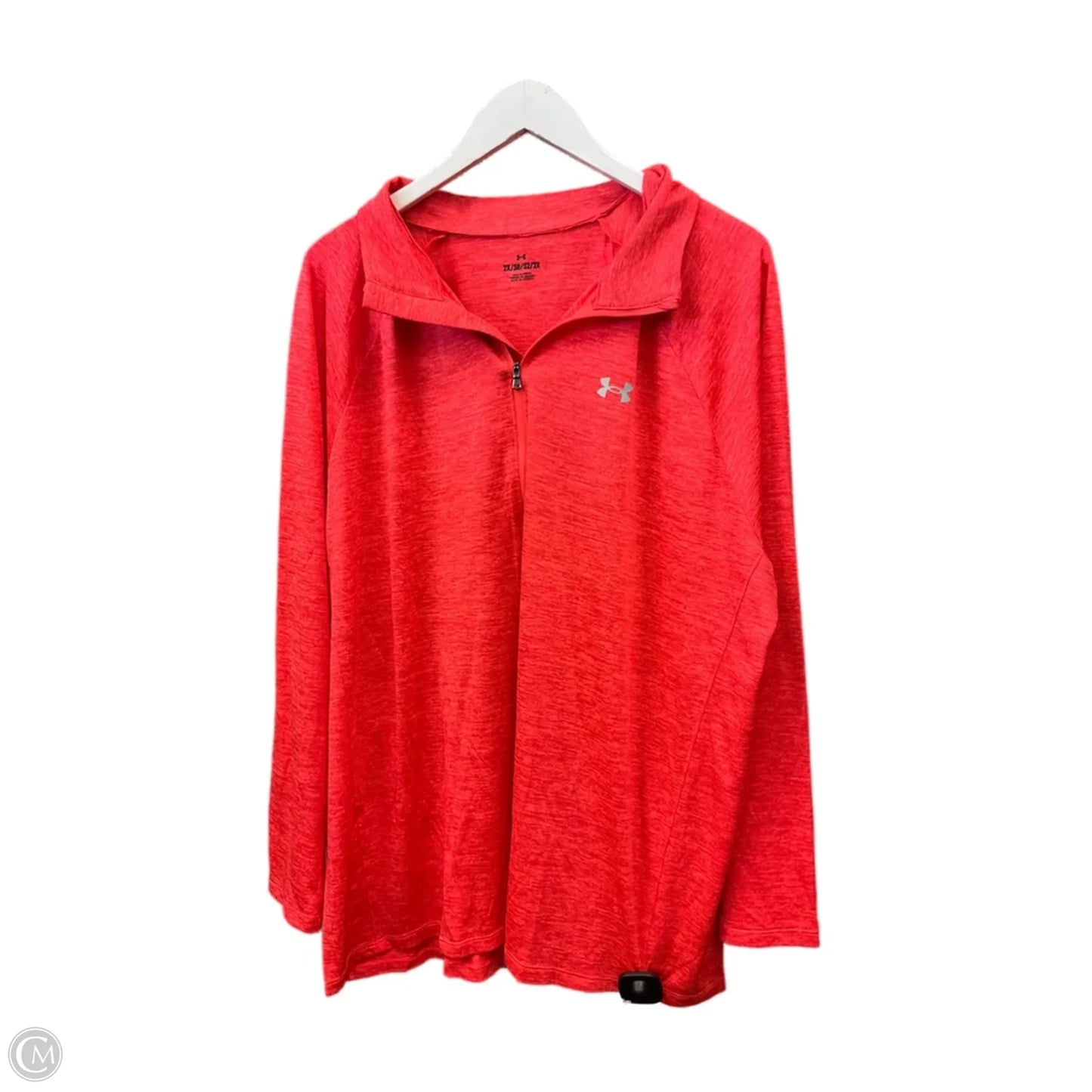 Athletic Top Long Sleeve Collar By Under Armour In Orange, Size: 2x