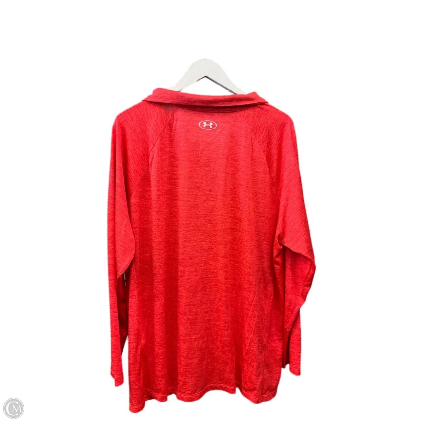 Athletic Top Long Sleeve Collar By Under Armour In Orange, Size: 2x