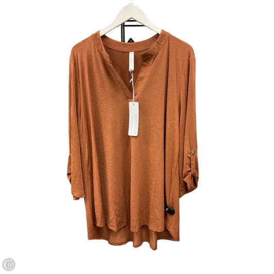 Top Long Sleeve By Dear Scarlett In Brown, Size: 2x