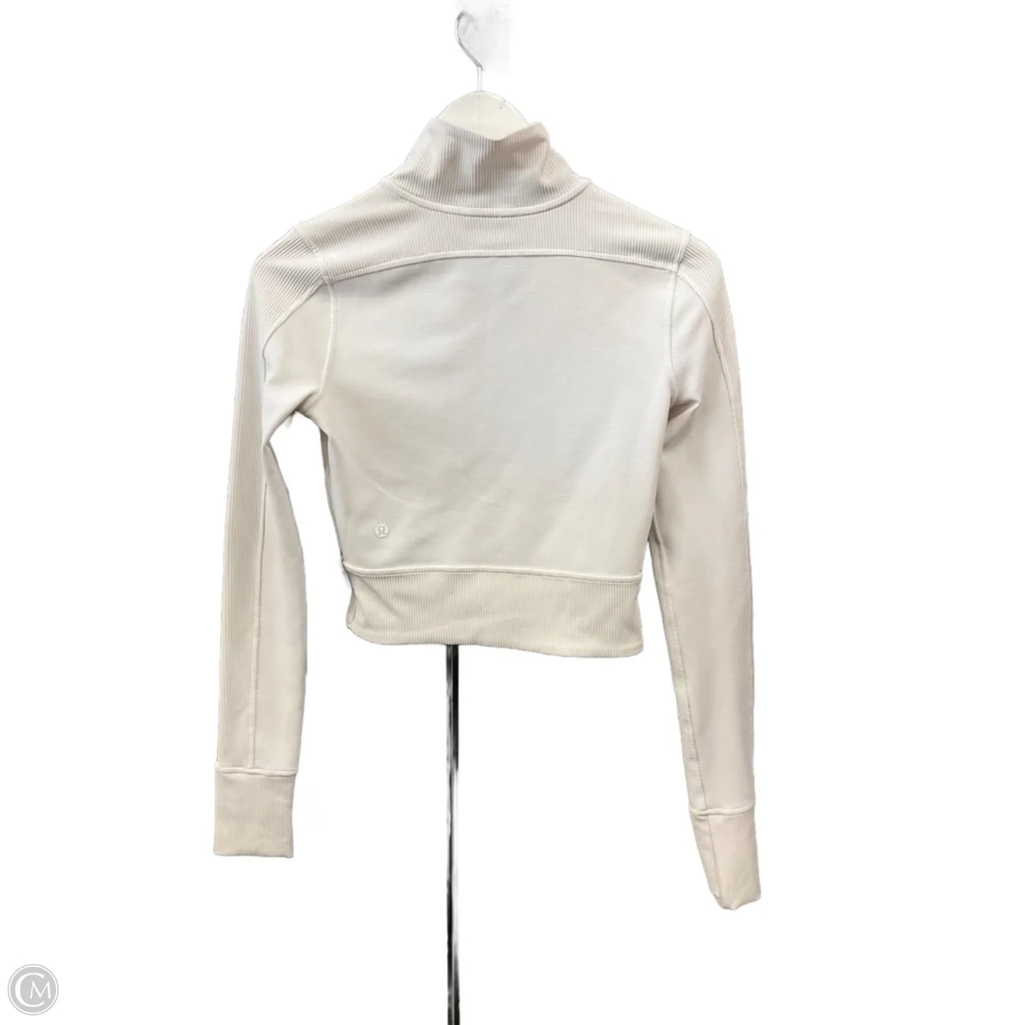 Athletic Top Long Sleeve Collar By Lululemon In White, Size: S