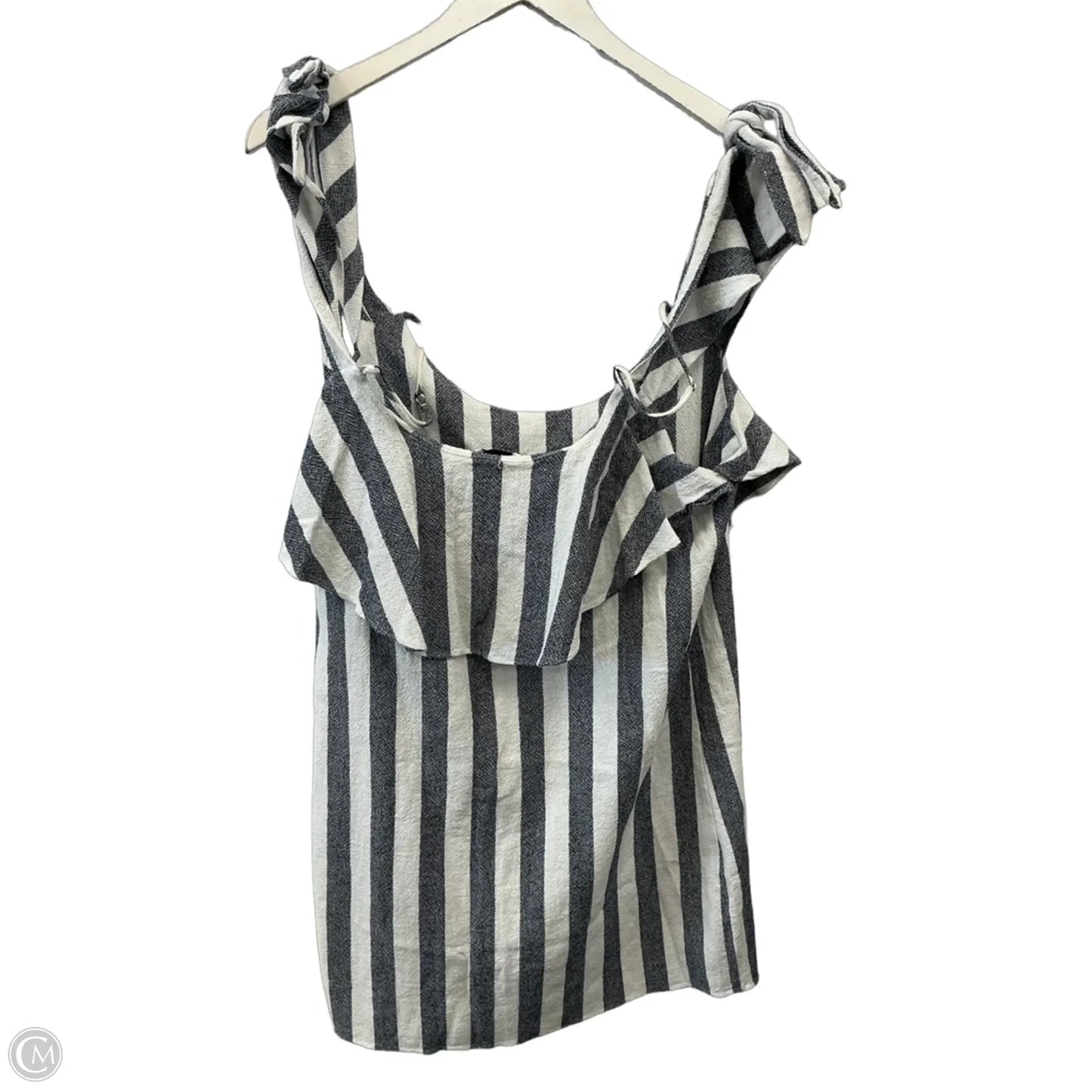 Top Short Sleeve Designer By Misa In Blue & White, Size: L