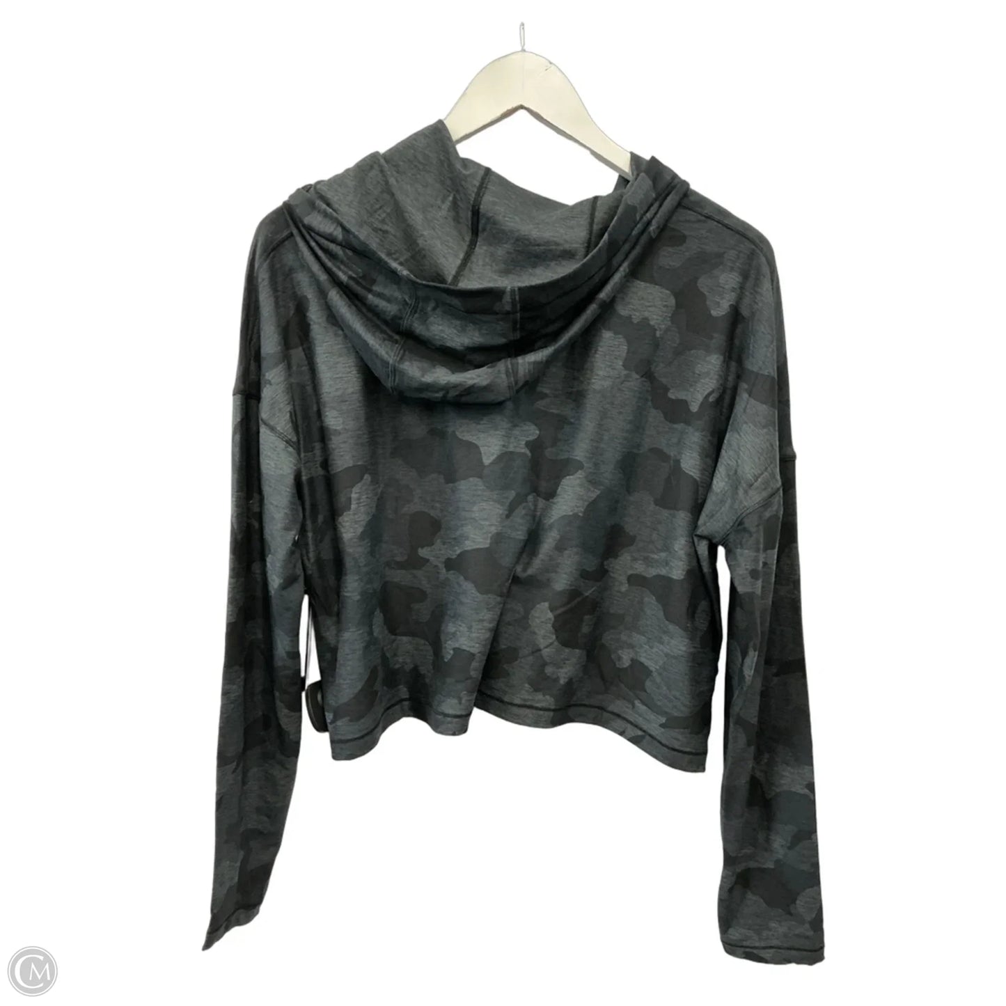 Athletic Top Long Sleeve Hoodie By Yogalicious In Grey, Size: M