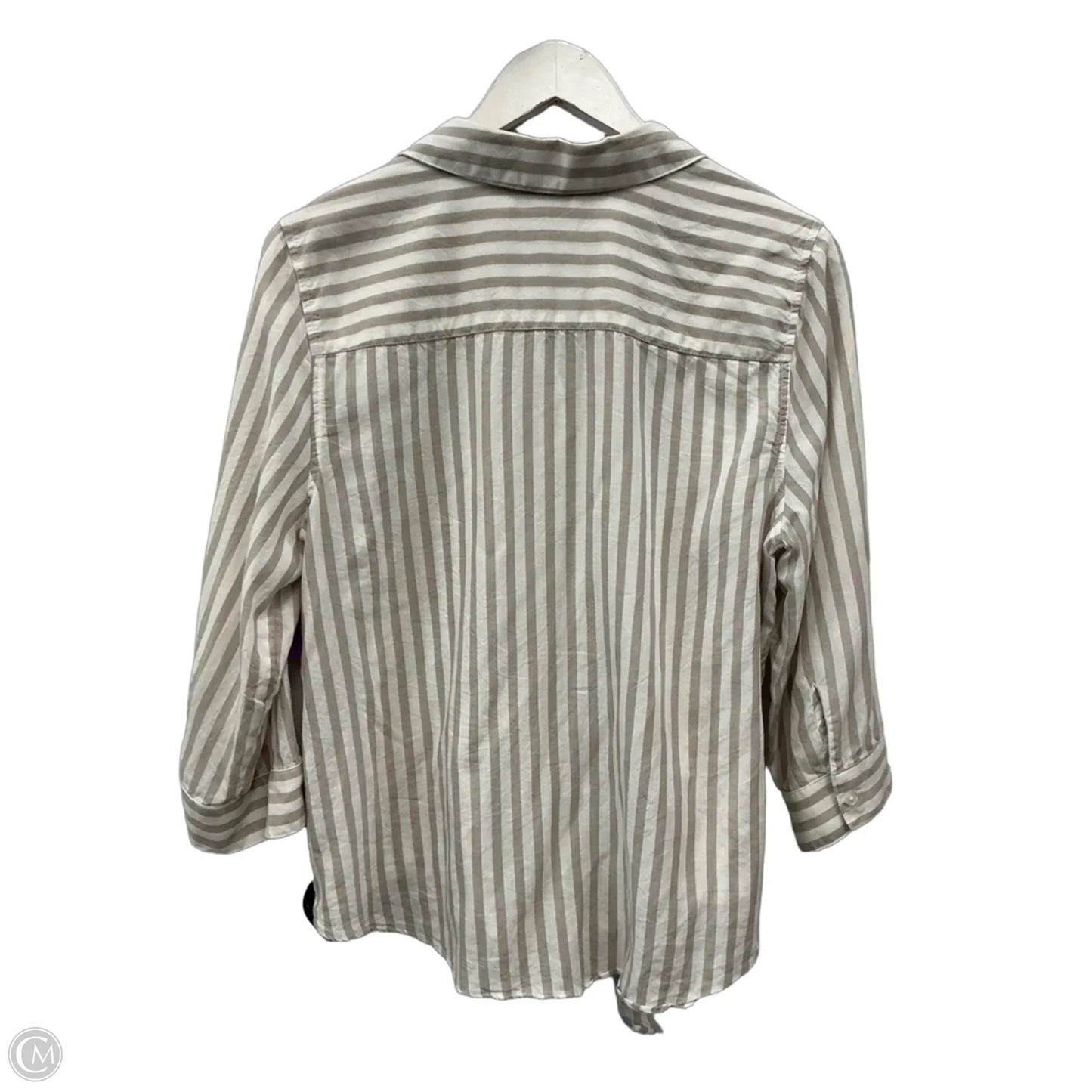 Top Long Sleeve By Chicos In Tan & White, Size: M