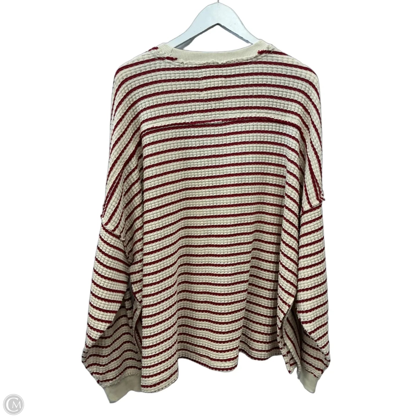 Top Long Sleeve By American Eagle In Red & Tan, Size: S