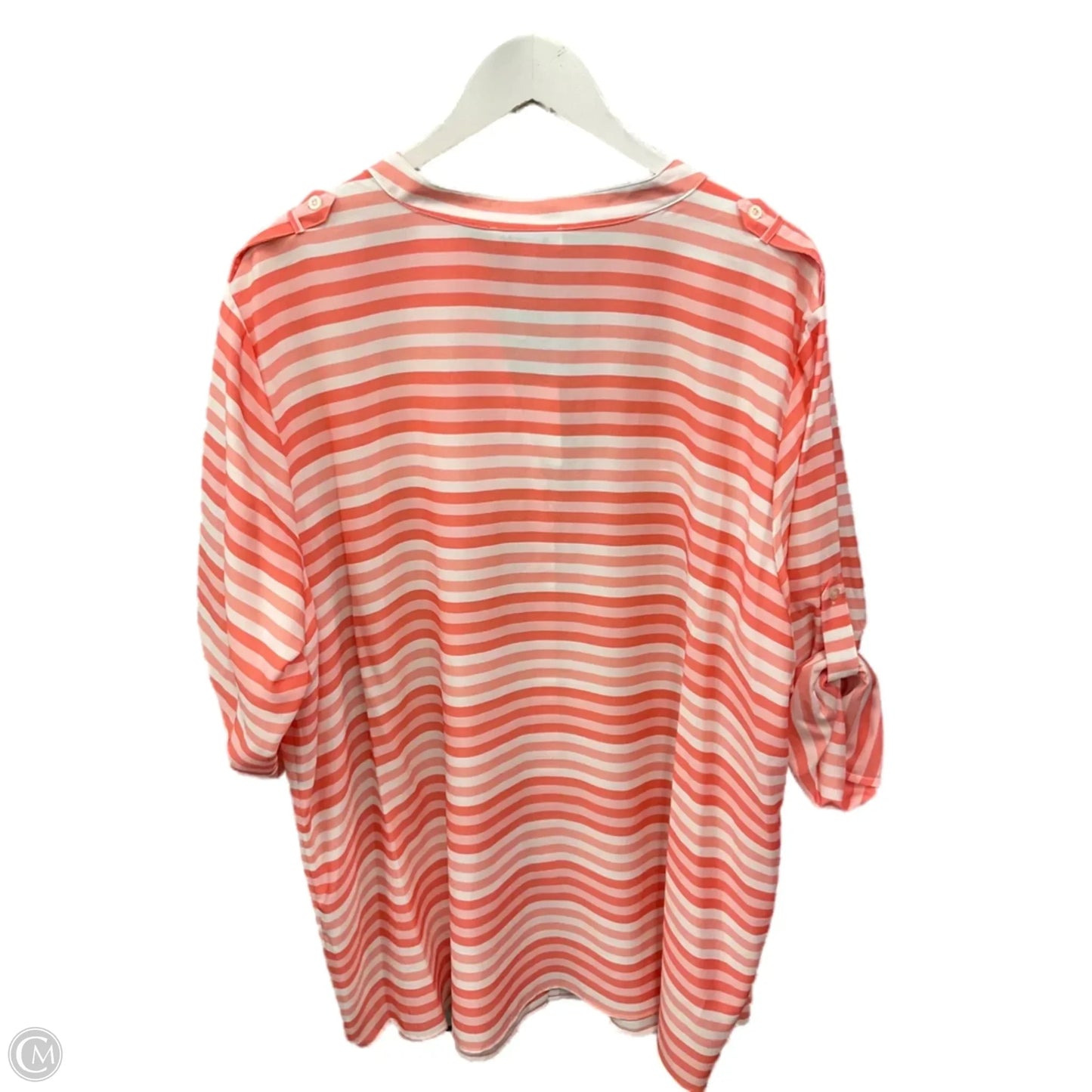 Top Long Sleeve By Calvin Klein In Coral, Size: 2x