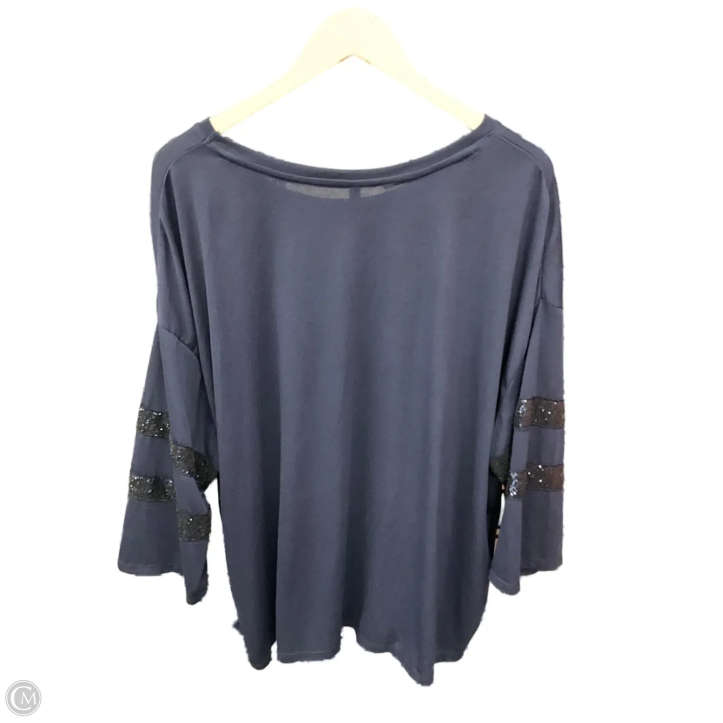 Top 3/4 Sleeve By Massini In Navy, Size: 3x