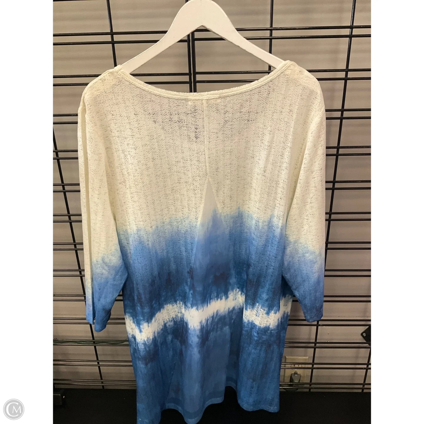 Top 3/4 Sleeve By Indigo Soul In Blue & Cream, Size: 3x