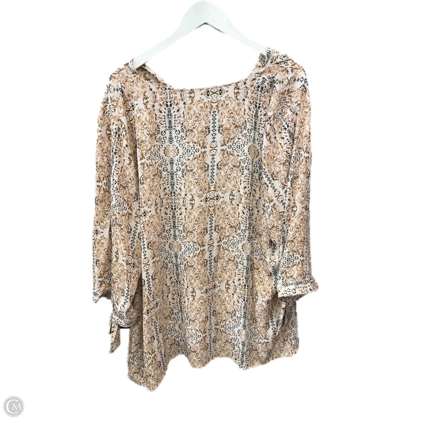 Top 3/4 Sleeve By Violet And Claire In Cream & Tan, Size: 3x