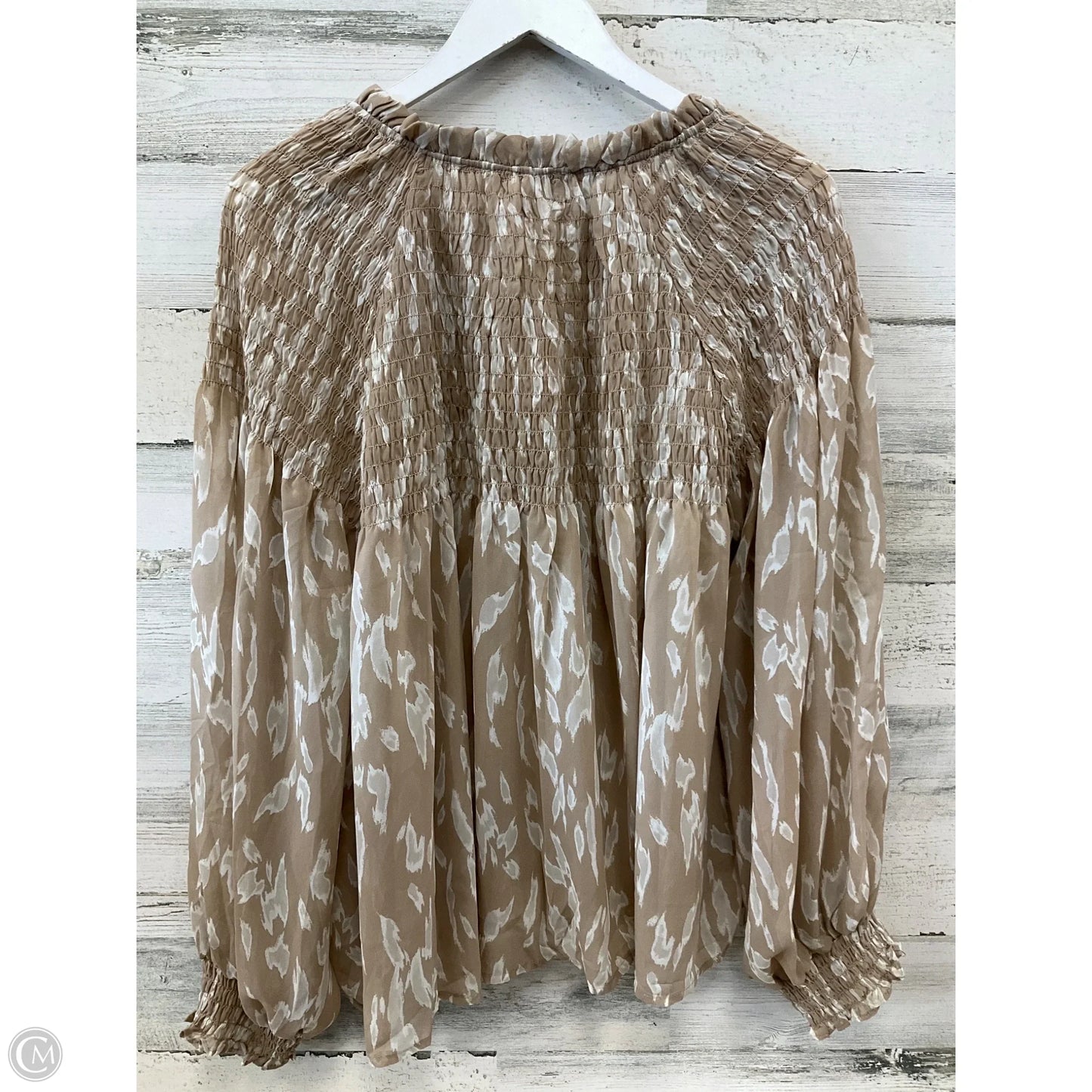 Top Long Sleeve By Blu Pepper In Tan, Size: M