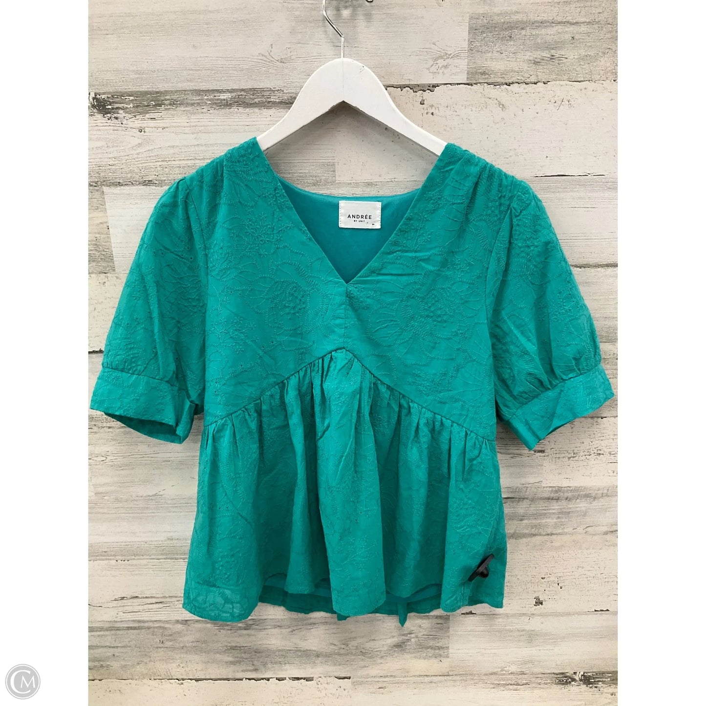 Top Short Sleeve By Andree By Unit In Teal, Size: M