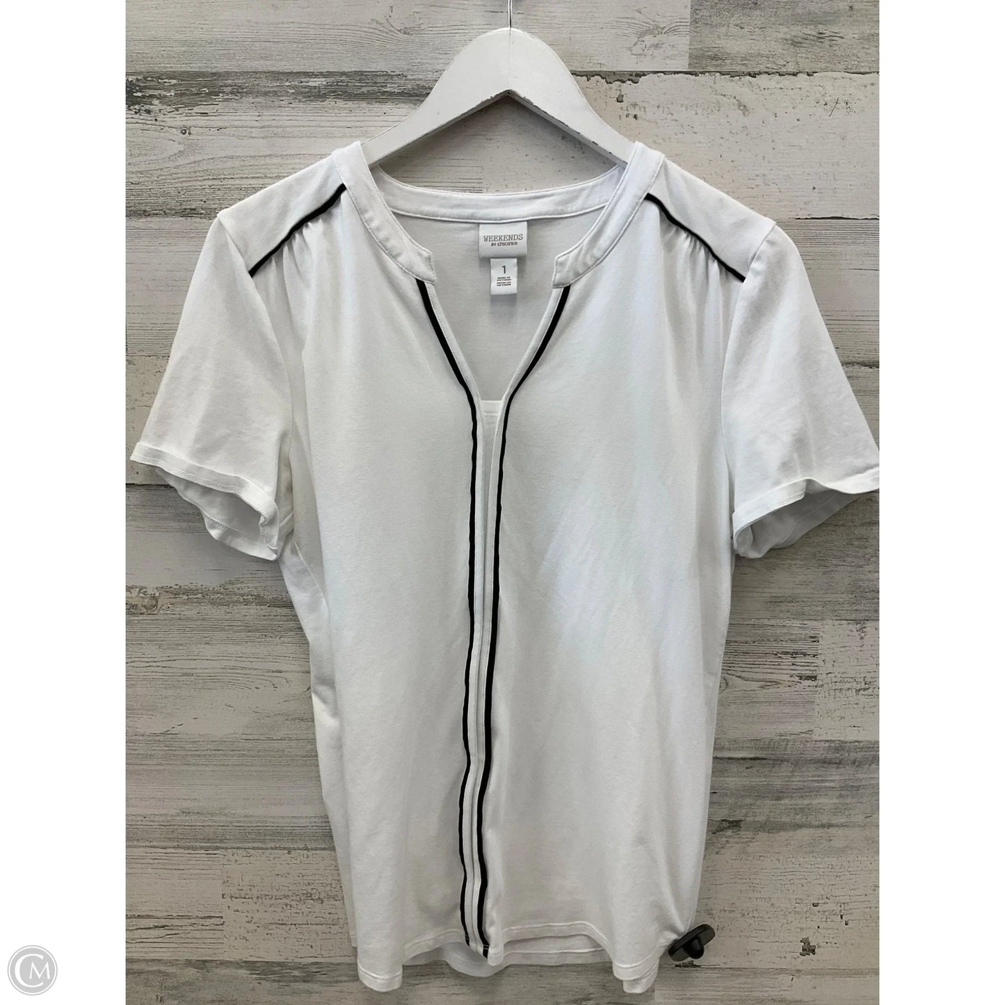 Top Short Sleeve By Chicos In White, Size: M