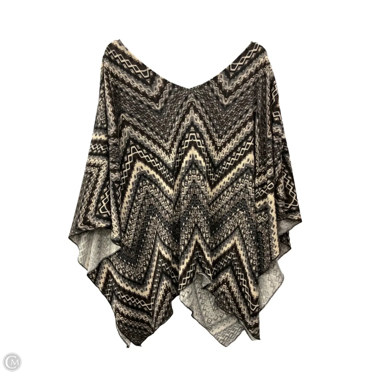 Poncho By Perseption Concept In Brown & Cream, Size: Xl
