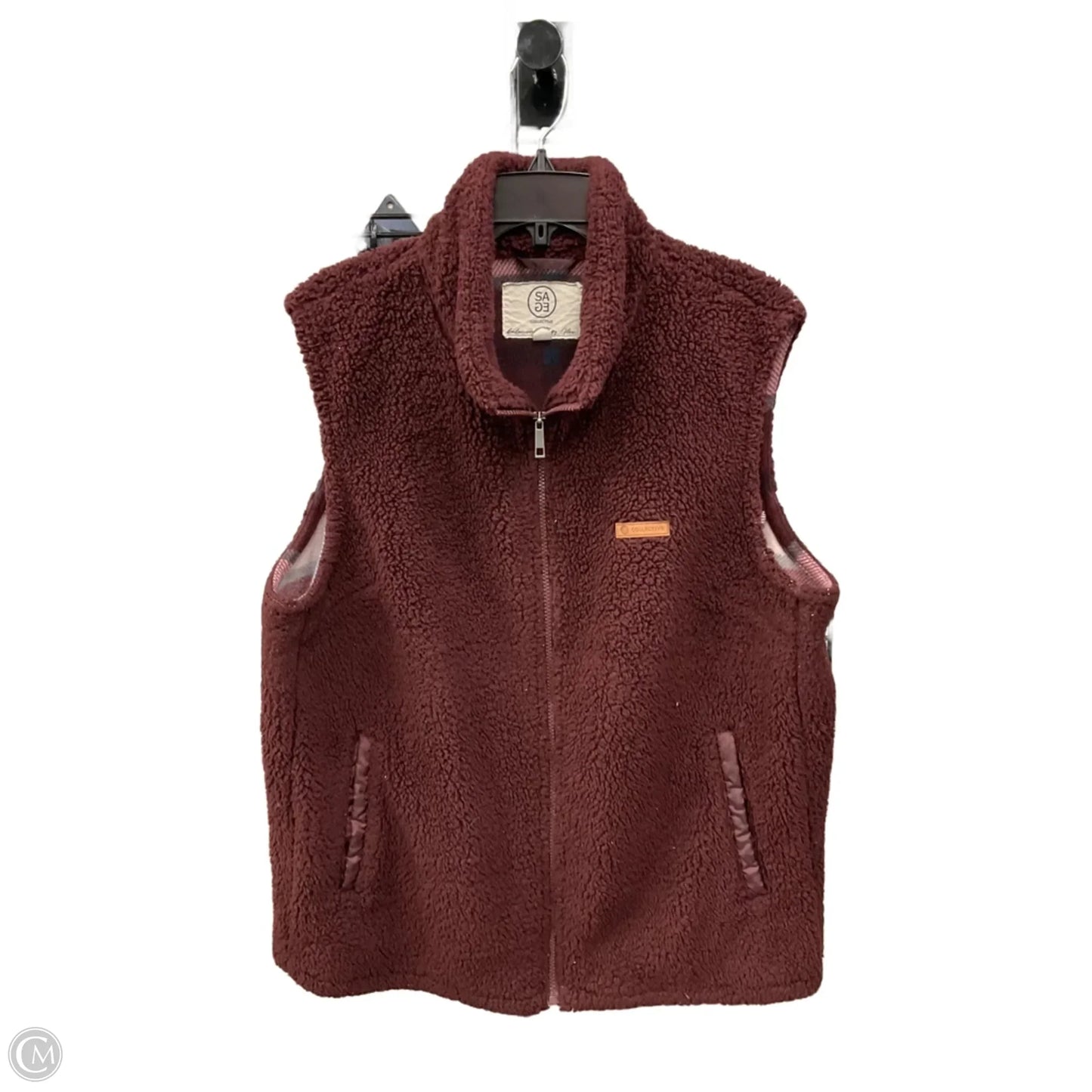 Vest Fleece By Sage In Maroon, Size: Xl