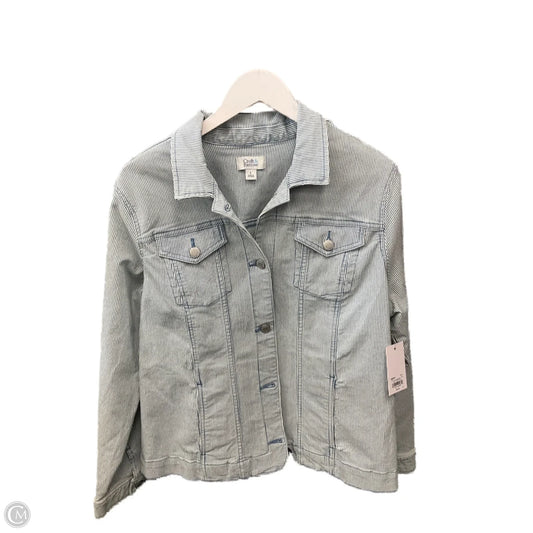 Jacket Denim By Croft And Barrow In Striped Pattern, Size: L