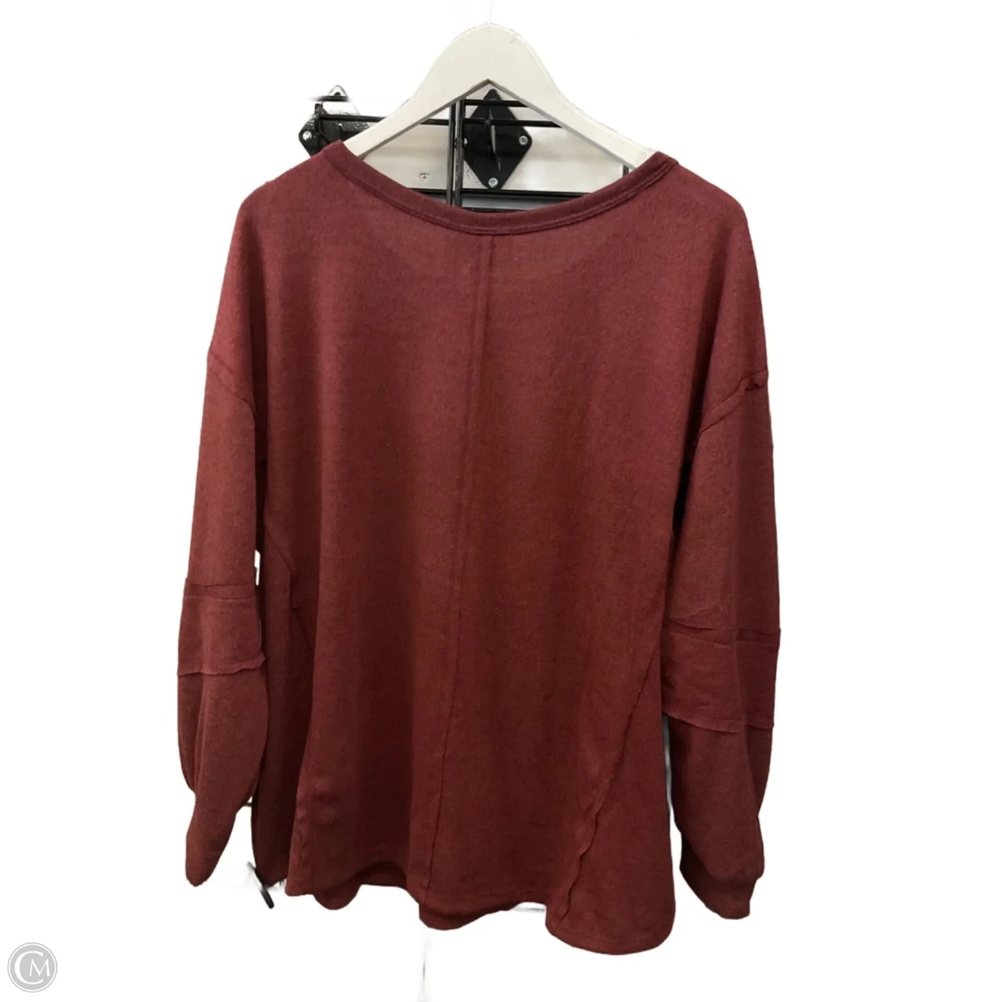 Top Long Sleeve By Andree By Unit In Maroon, Size: 1x