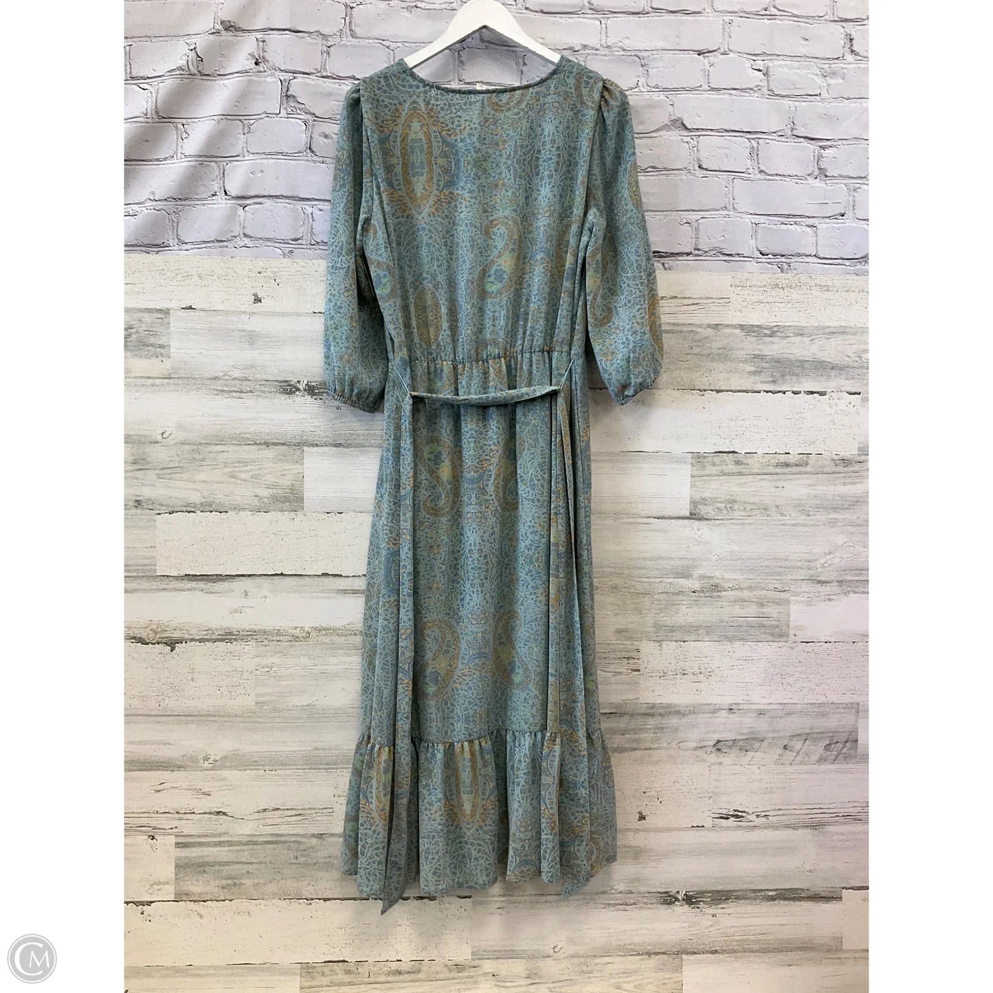 Dress Casual Midi By Jane And Delancey In Green & Yellow, Size: L