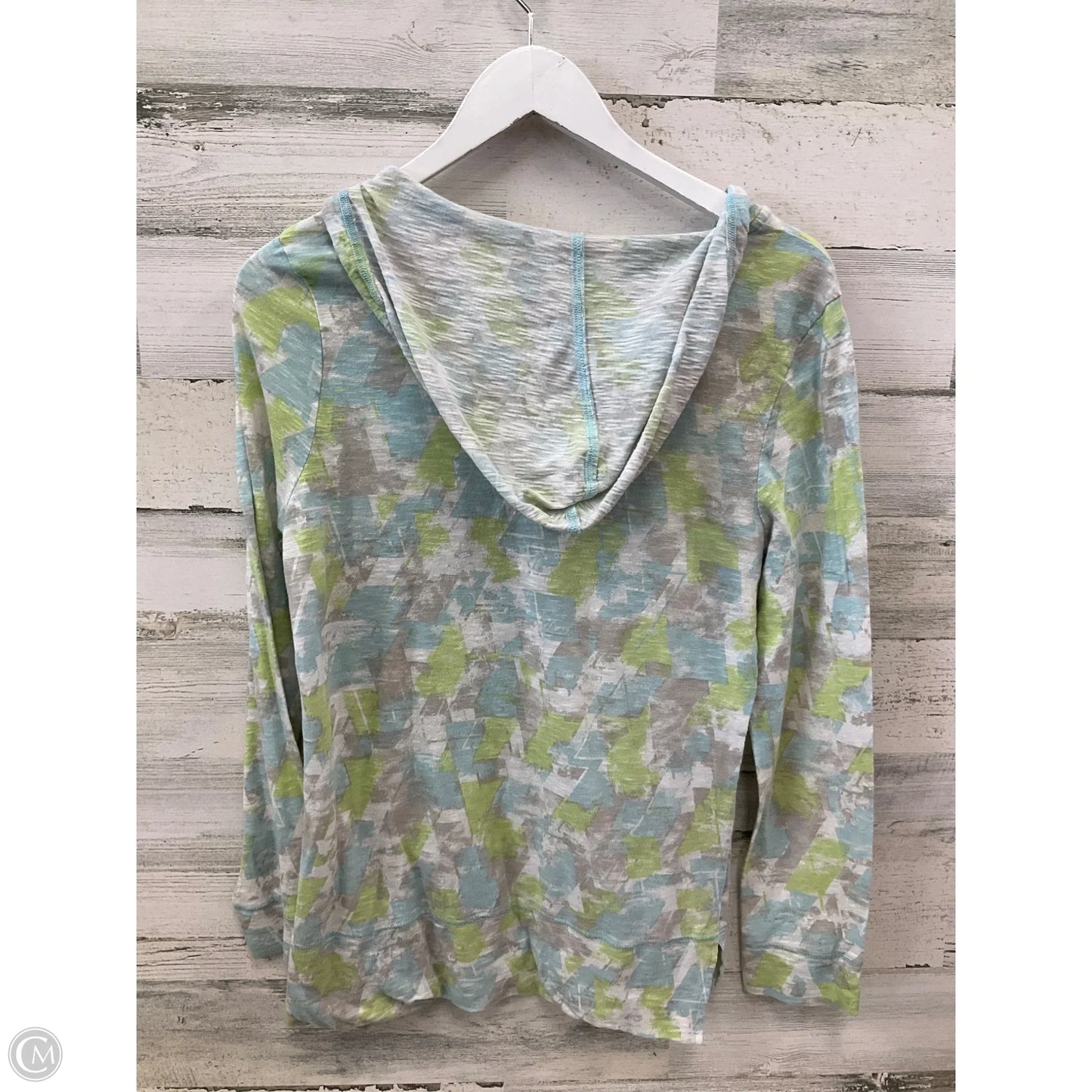 Athletic Top Long Sleeve Hoodie By Exertek In Blue & Green, Size: M