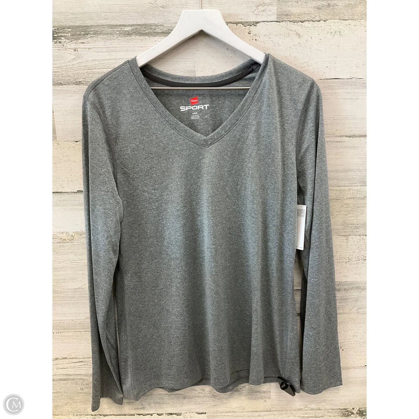 Athletic Top Long Sleeve Crewneck By Hanes In Grey, Size: L
