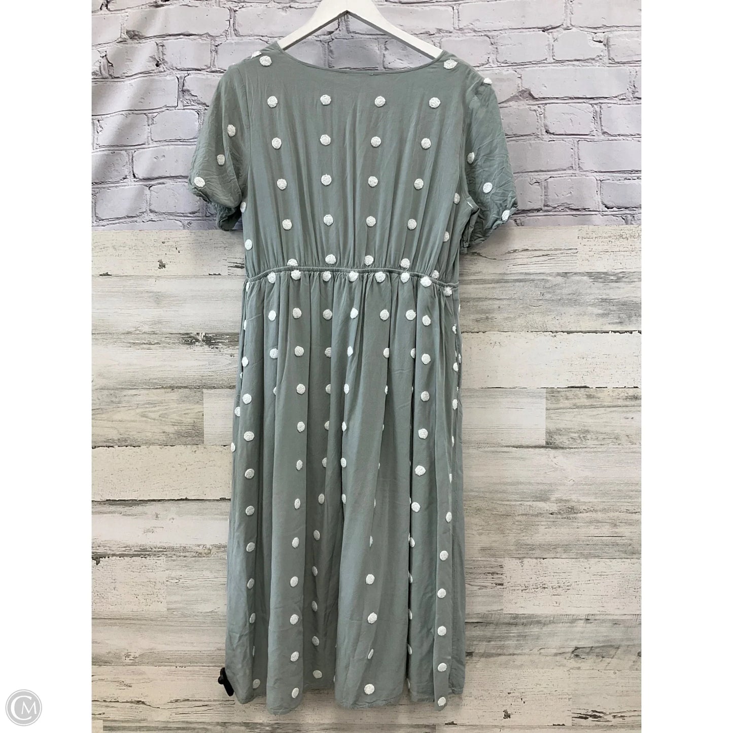 Dress Casual Midi By Bohme In Green & White, Size: M