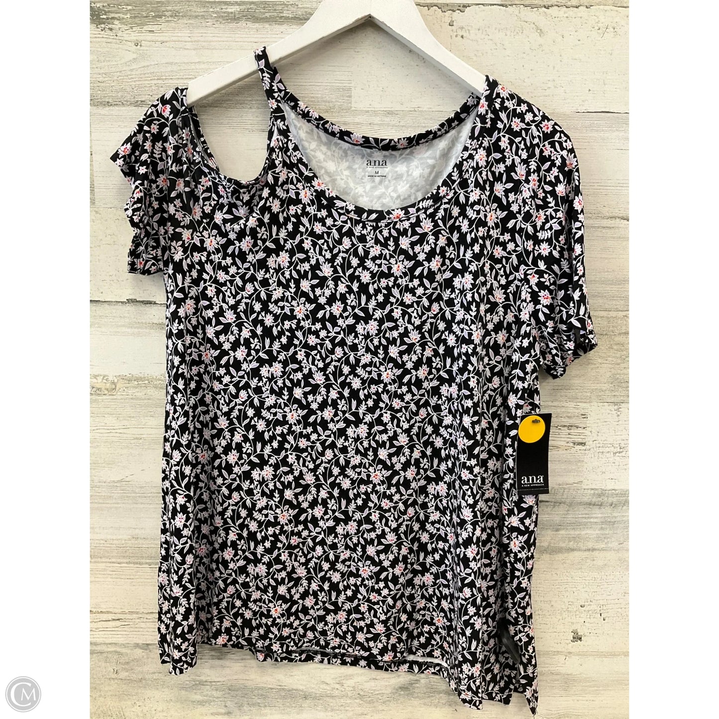 Top Short Sleeve By Ana In Black & Purple, Size: M