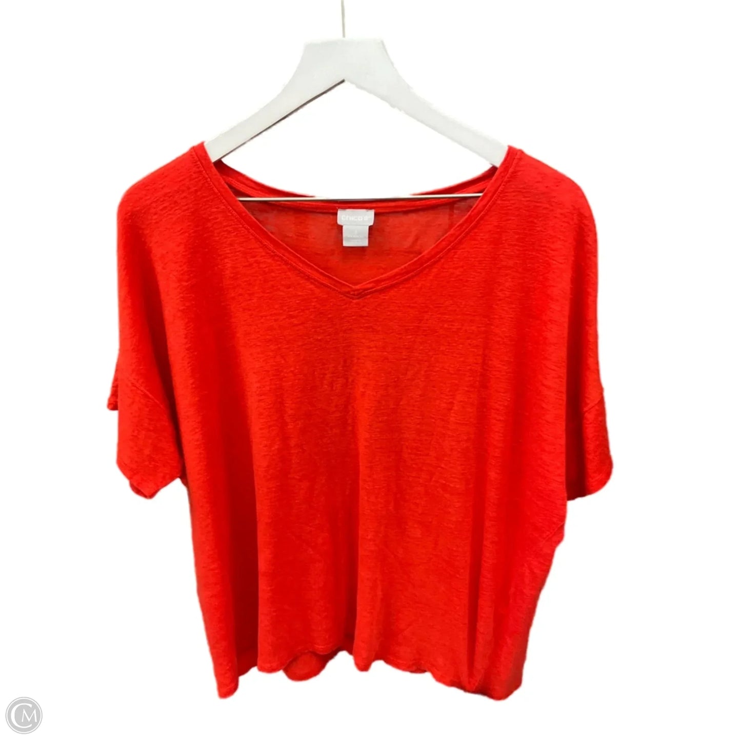 Top Short Sleeve By Chicos In Orange, Size: Xl