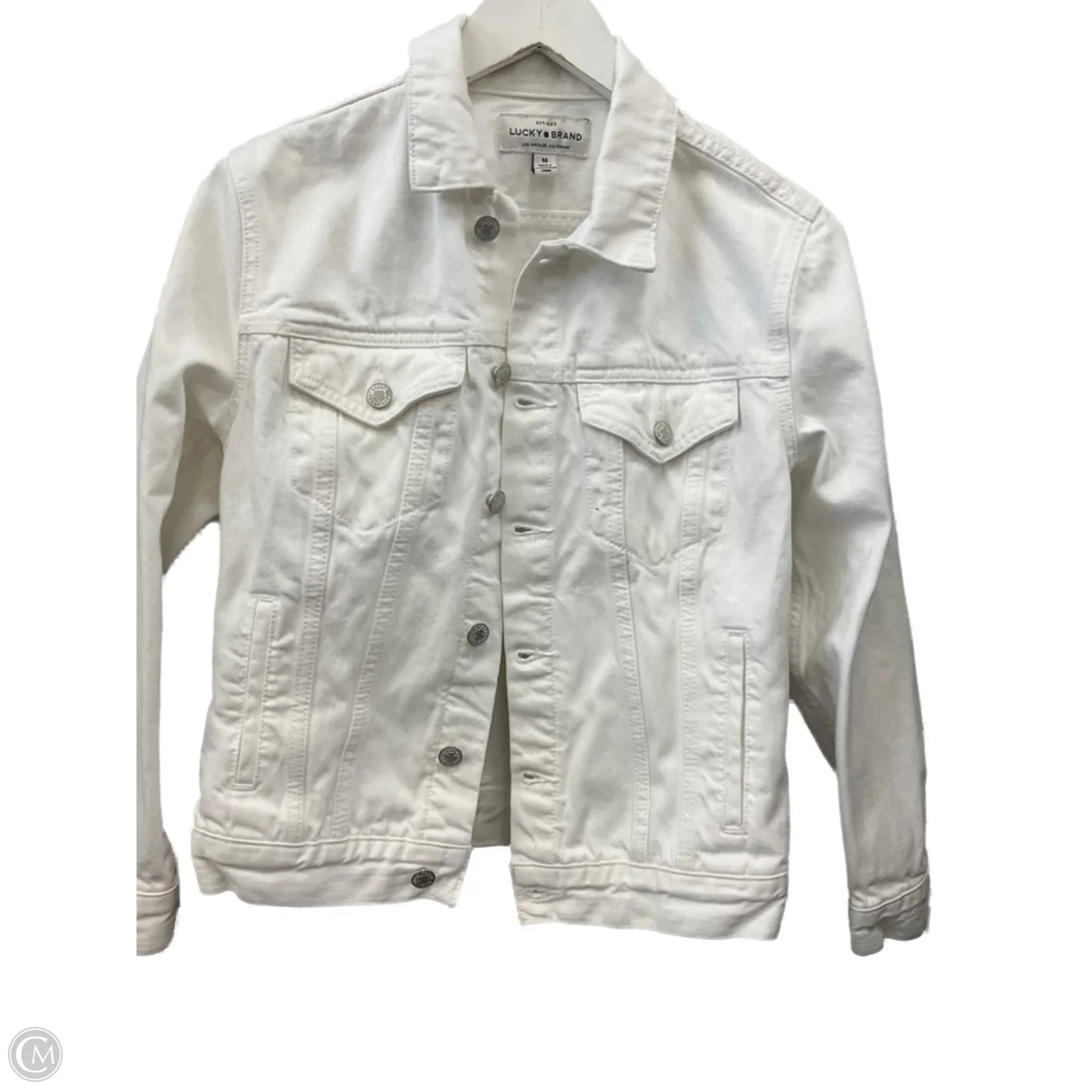 Jacket Denim By Lucky Brand In White Denim, Size: M