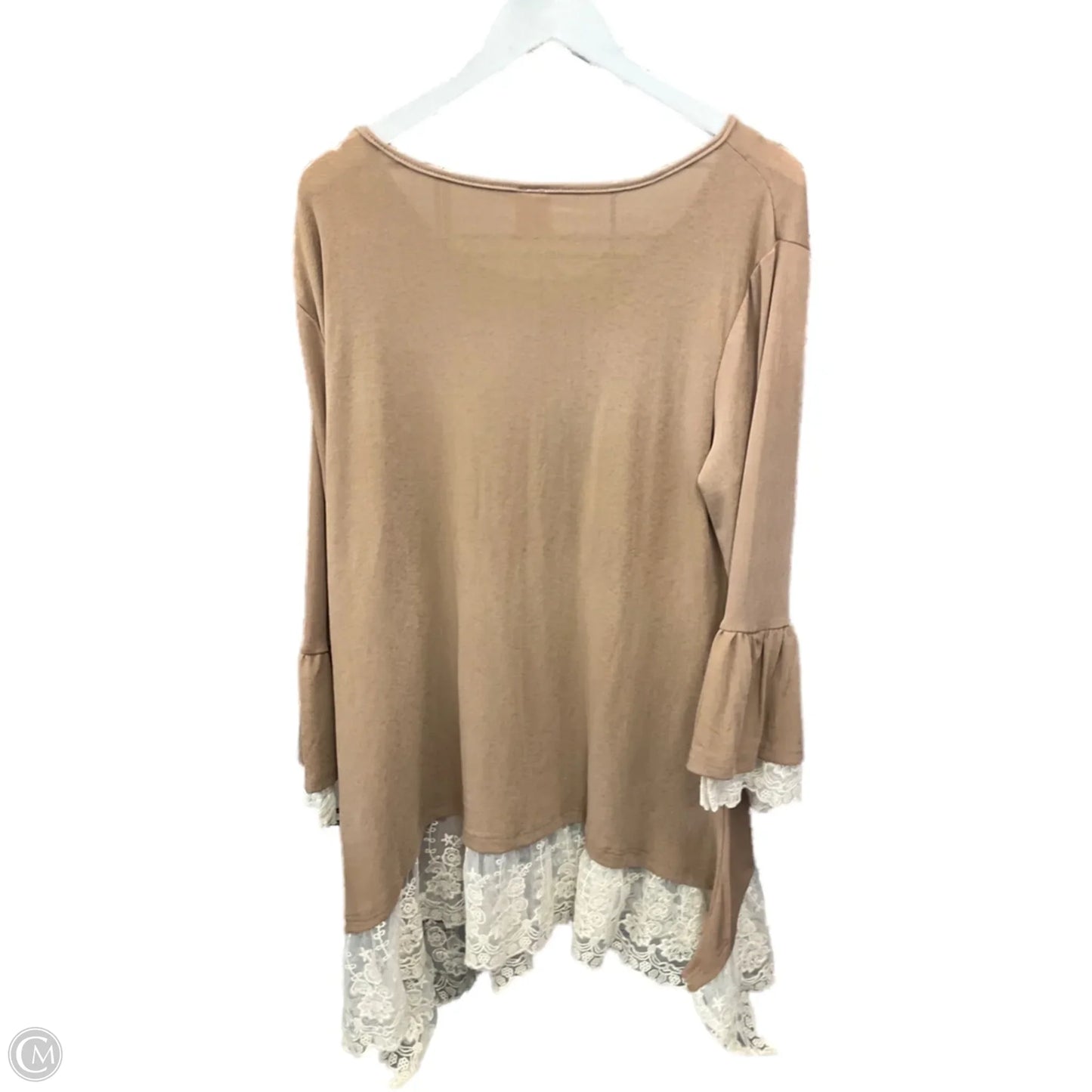Tunic 3/4 Sleeve By Clothes Mentor In Tan, Size: Xl