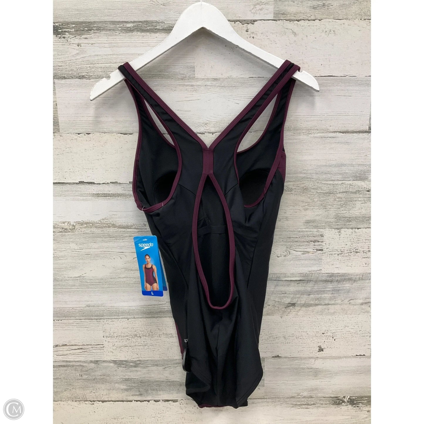 Swimsuit By Clothes Mentor In Black & Purple, Size: L