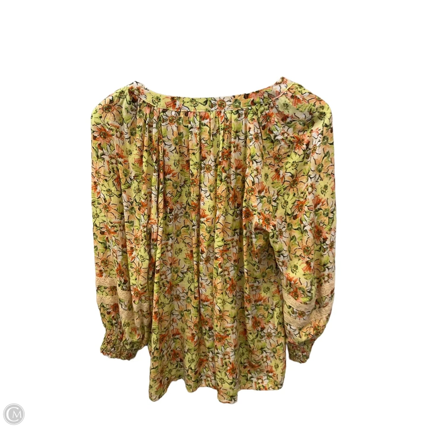 Top Long Sleeve By Jane And Delancey In Orange & Yellow, Size: M