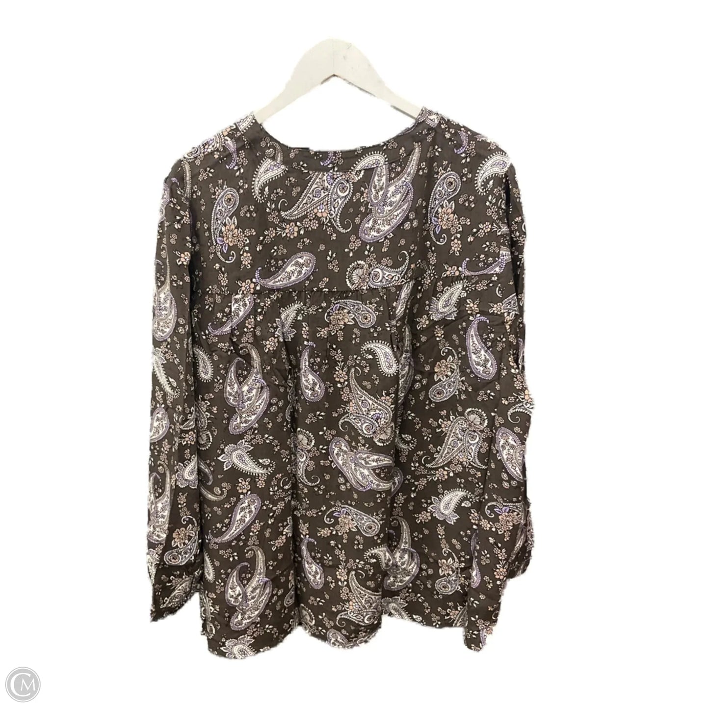 Blouse Long Sleeve By Lane Bryant In Brown, Size: 2x