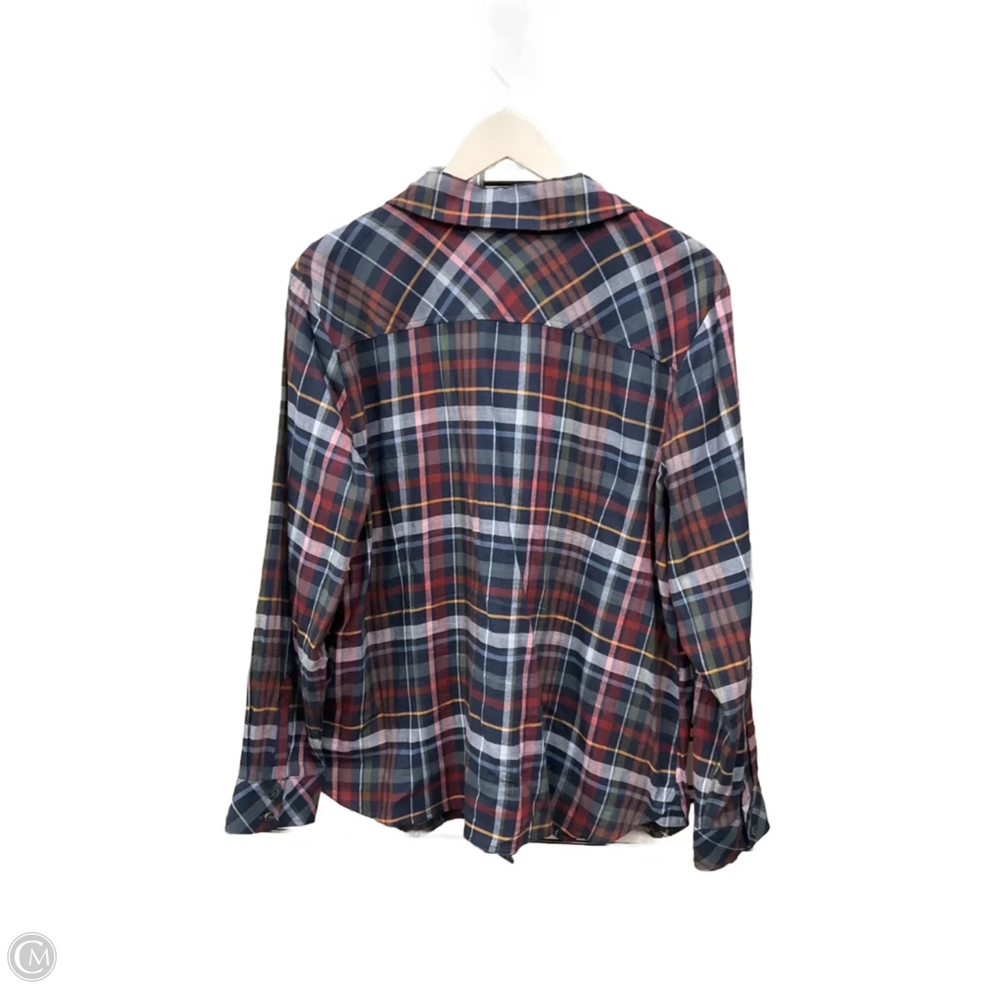 Top Long Sleeve By Christopher And Banks In Plaid Pattern, Size: Xl