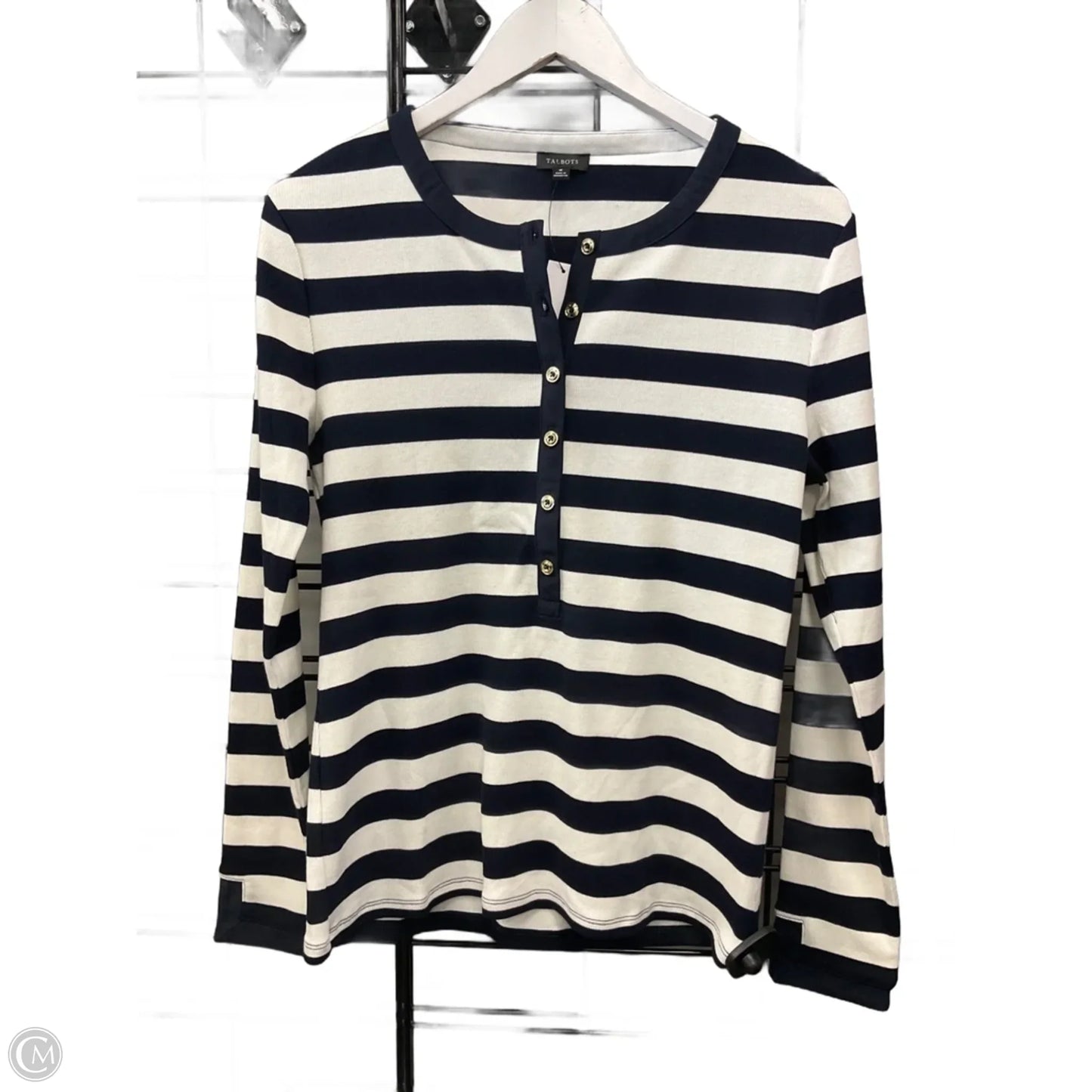 Top Long Sleeve By Talbots In Striped Pattern, Size: M