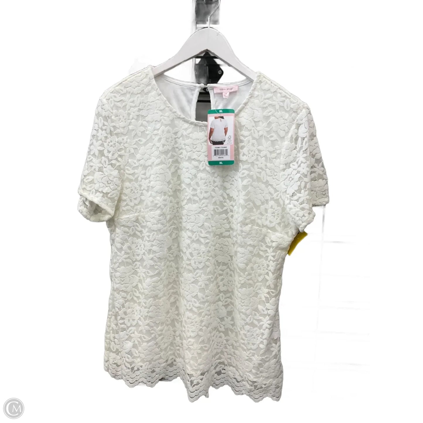 Top Short Sleeve By Clothes Mentor In Cream, Size: Xl
