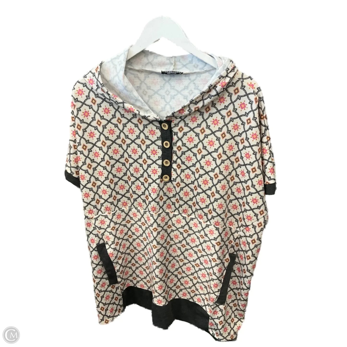 Top Short Sleeve Basic By Heimish Usa In Cream & Pink, Size: 1x