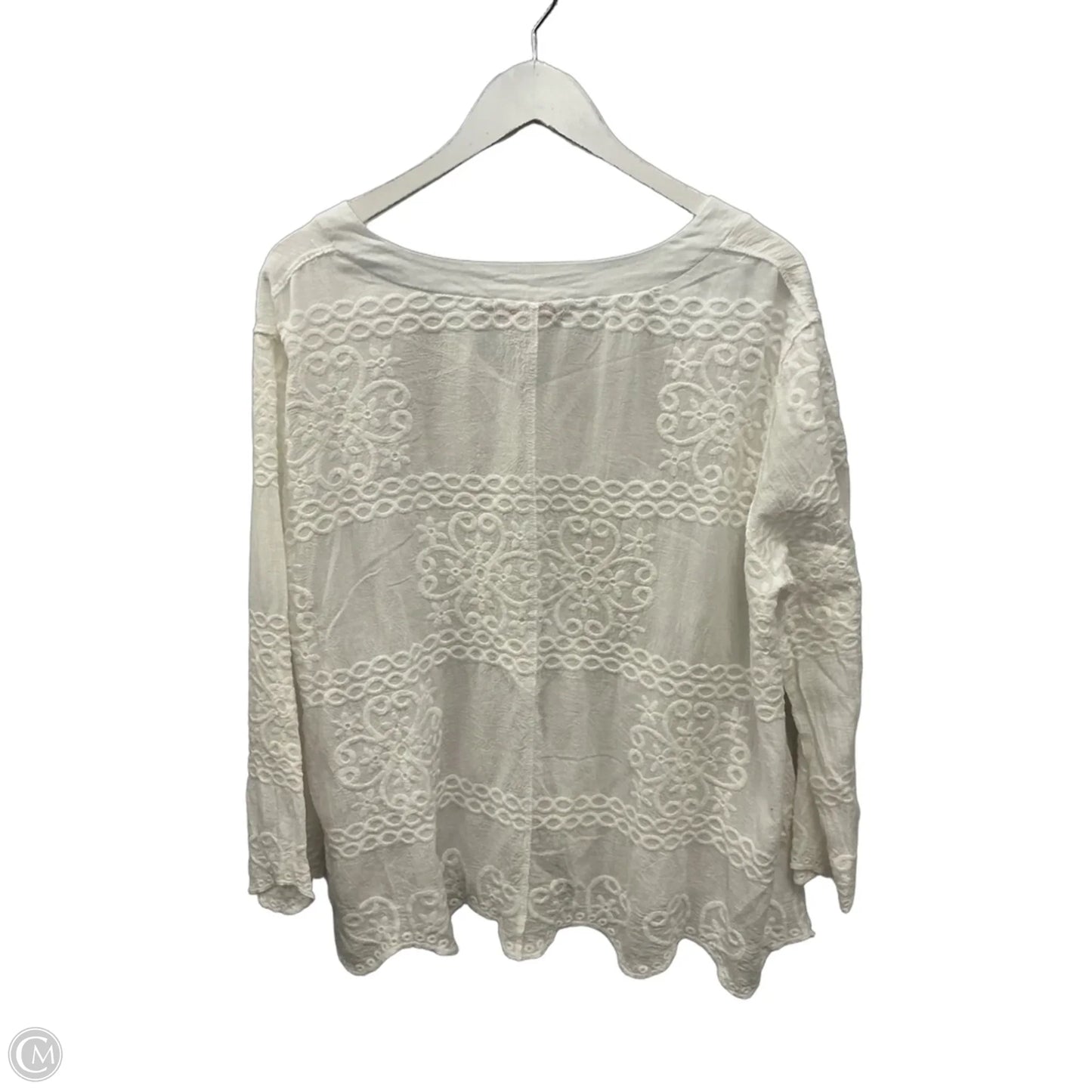 Top 3/4 Sleeve By Clothes Mentor In White, Size: Xl