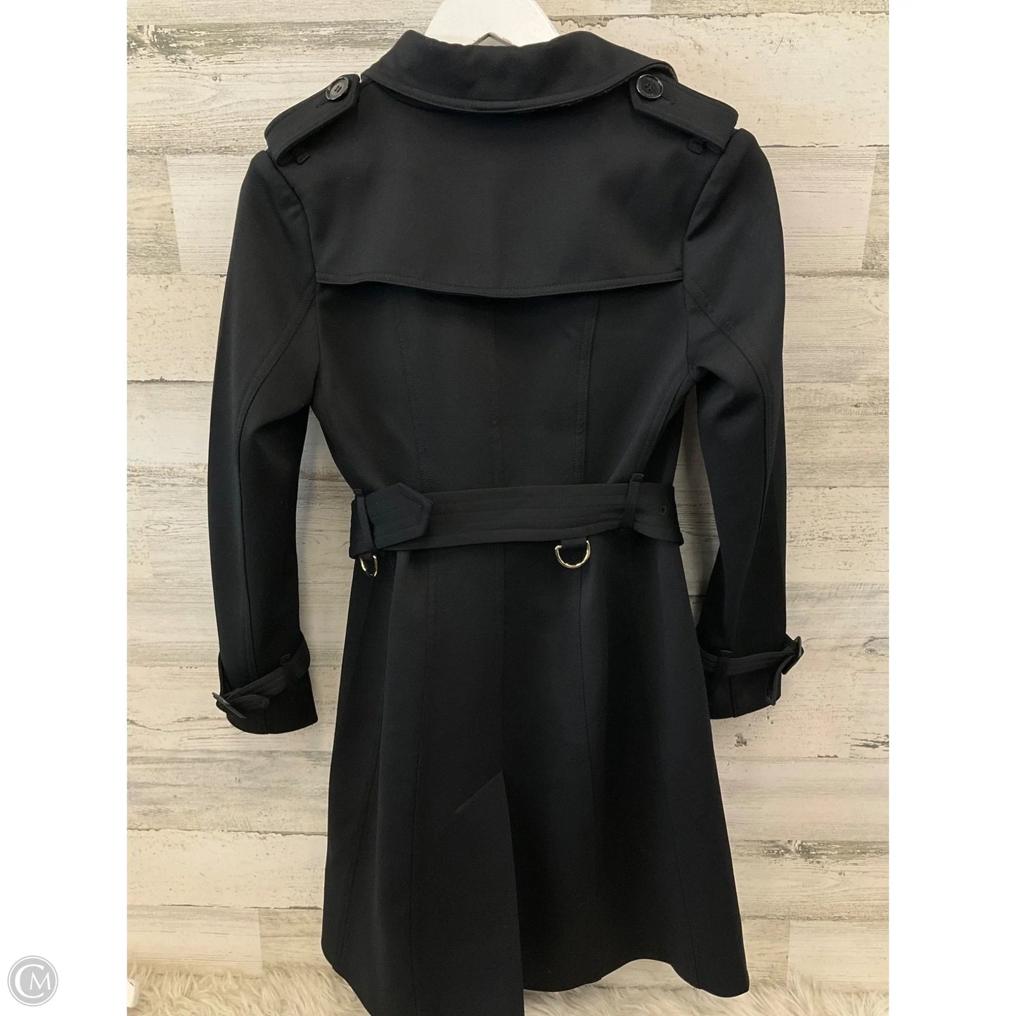 Coat Luxury Designer By Burberry In Black, Size: 6
