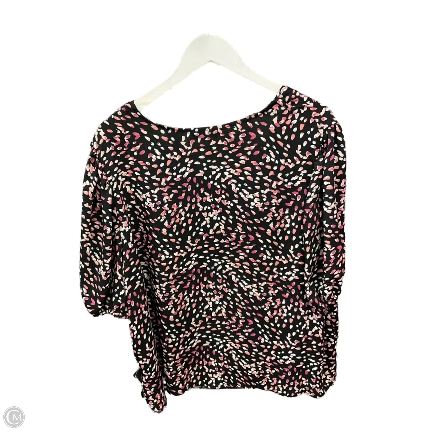 Top Short Sleeve By Ophelia Roe In Black & Pink, Size: 2x