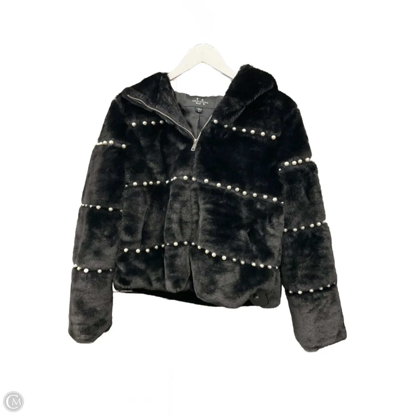 Jacket Faux Fur & Sherpa By Clothes Mentor In Black, Size: L
