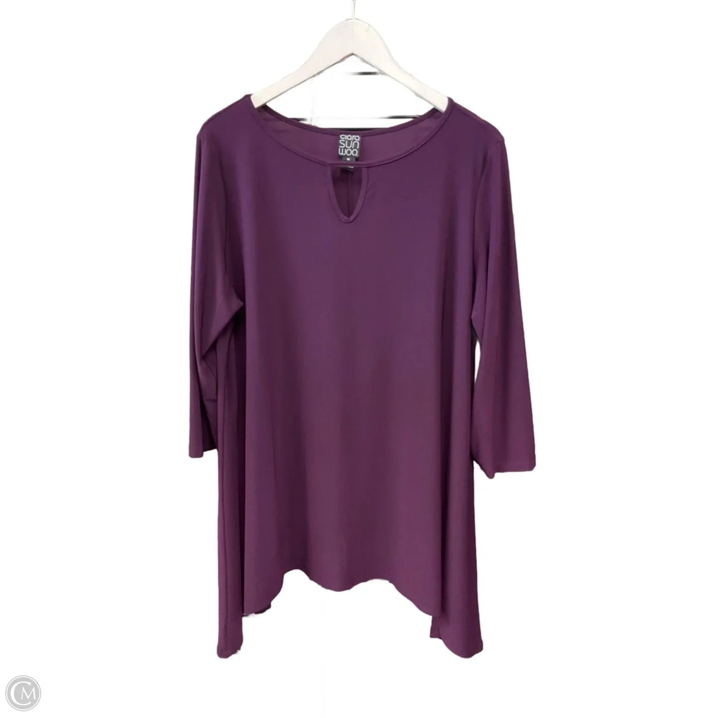 Top 3/4 Sleeve By Clara Sun Woo In Purple, Size: 1x