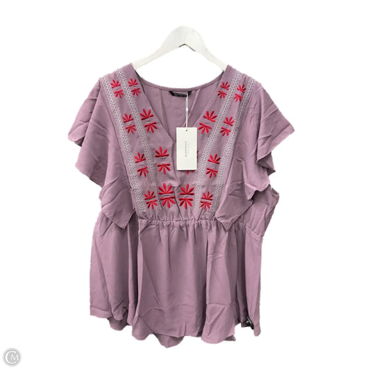 Top Short Sleeve By Bloomchic In Purple, Size: 3x