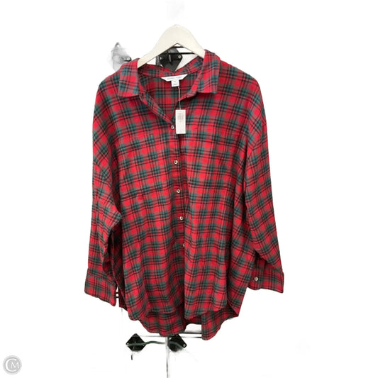 Top Long Sleeve By Old Navy In Plaid Pattern, Size: Xxl
