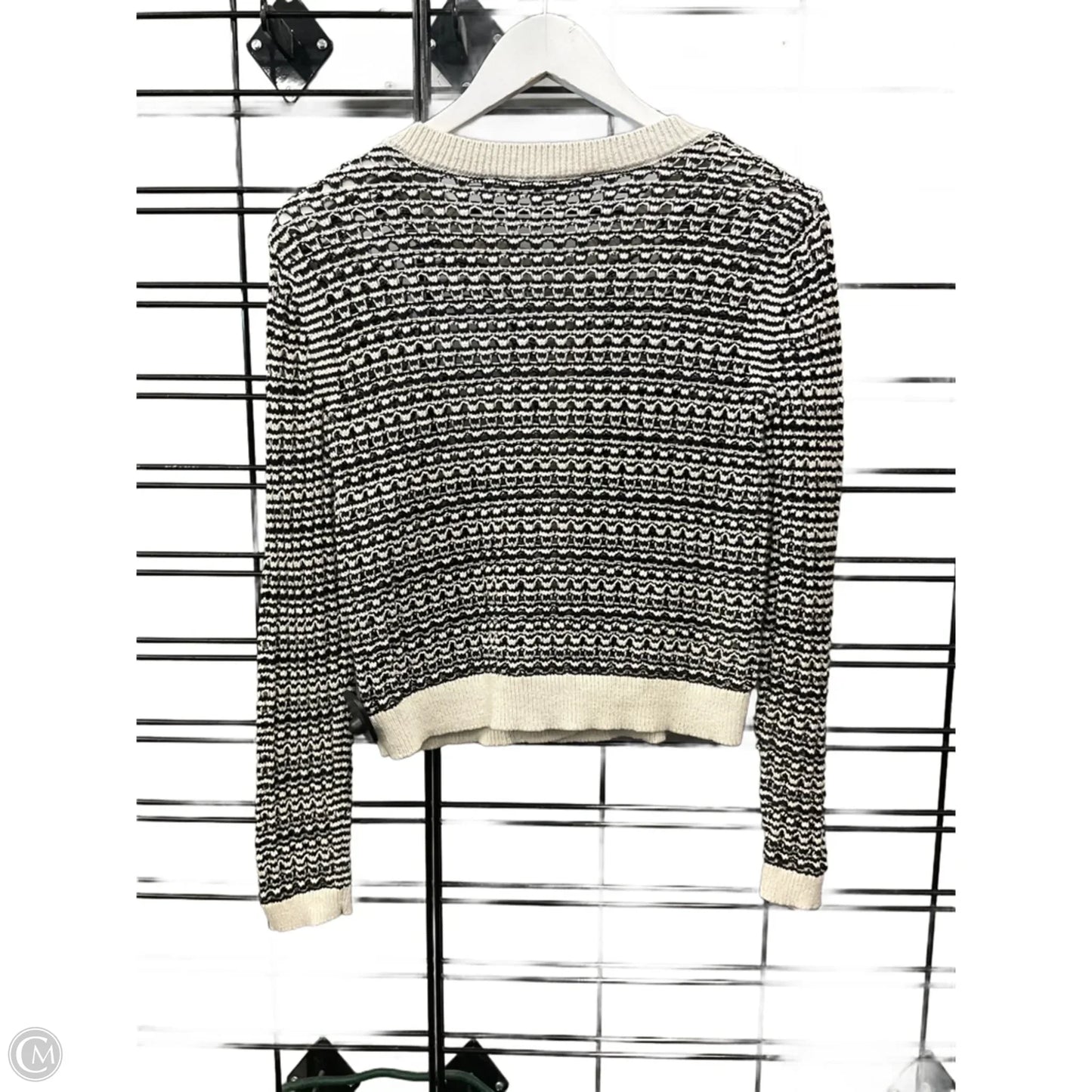 Sweater Cardigan By Loft In Black & Cream, Size: S