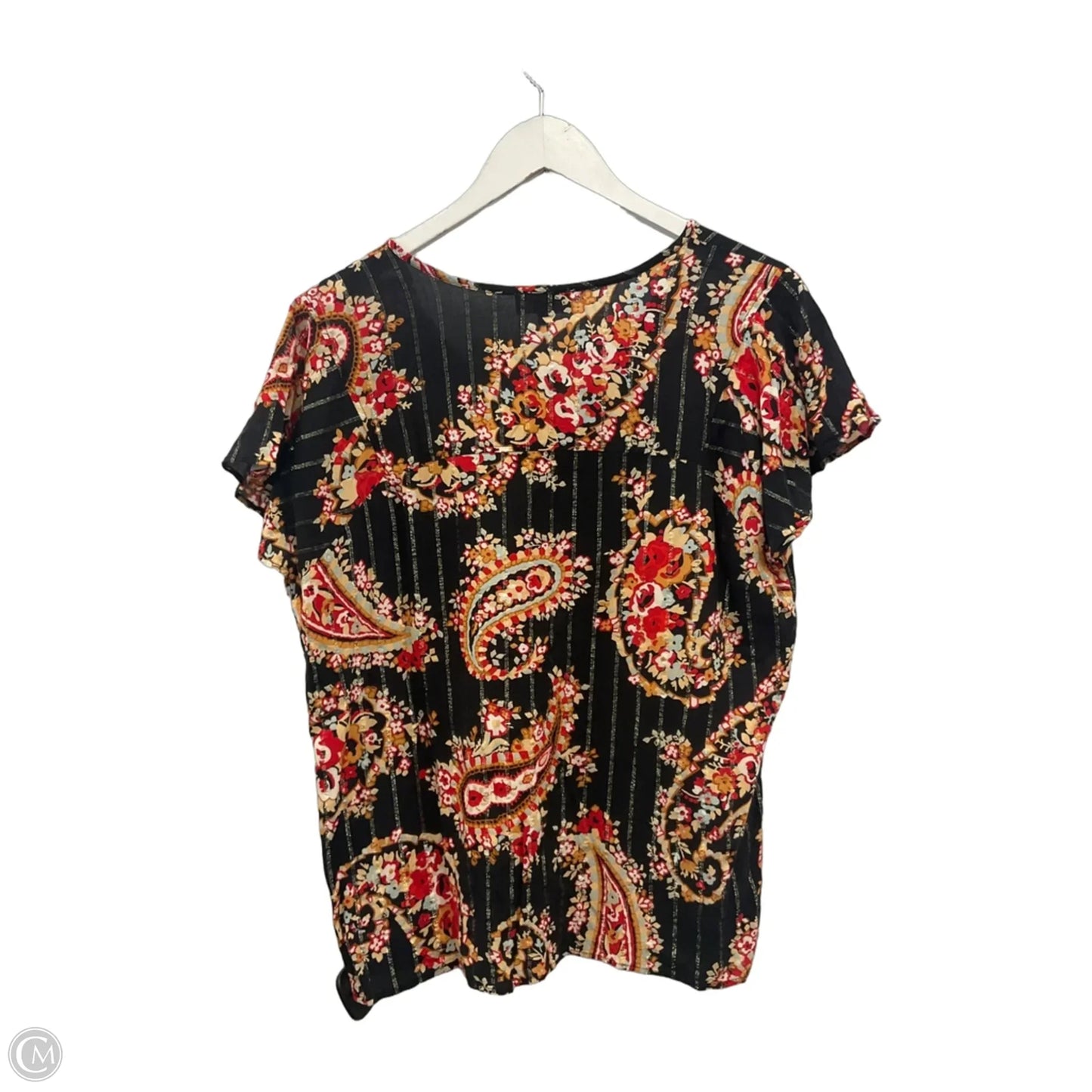 Top Short Sleeve By Loft In Black & Red, Size: Xl